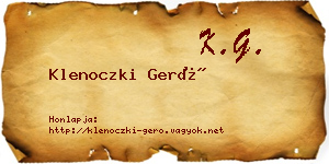 Klenoczki Gerő névjegykártya